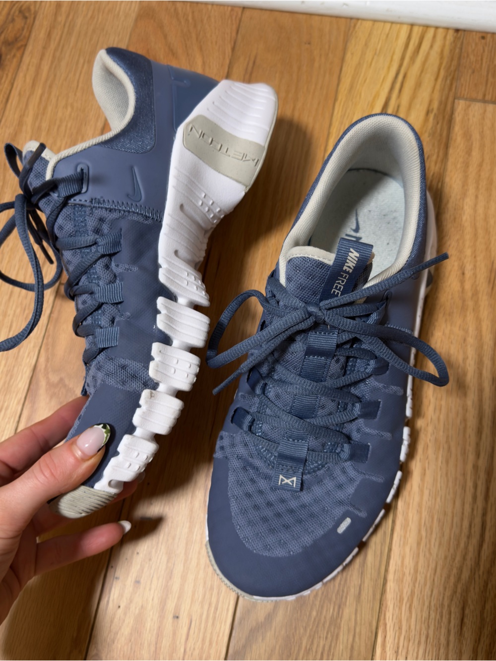 Nike Blue and White Metcon Running Shoes